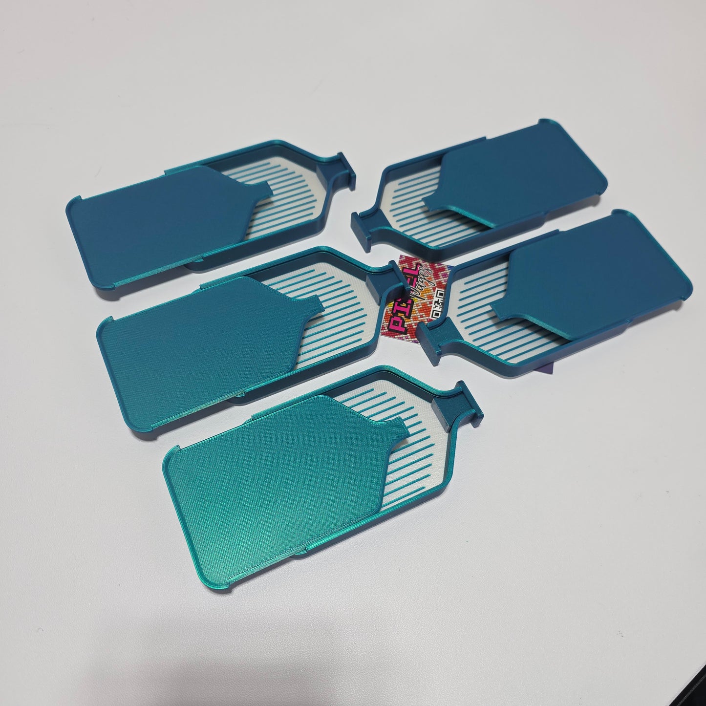 Luxury Set of 5 Stack-able Trays - Silk white & Lagoon