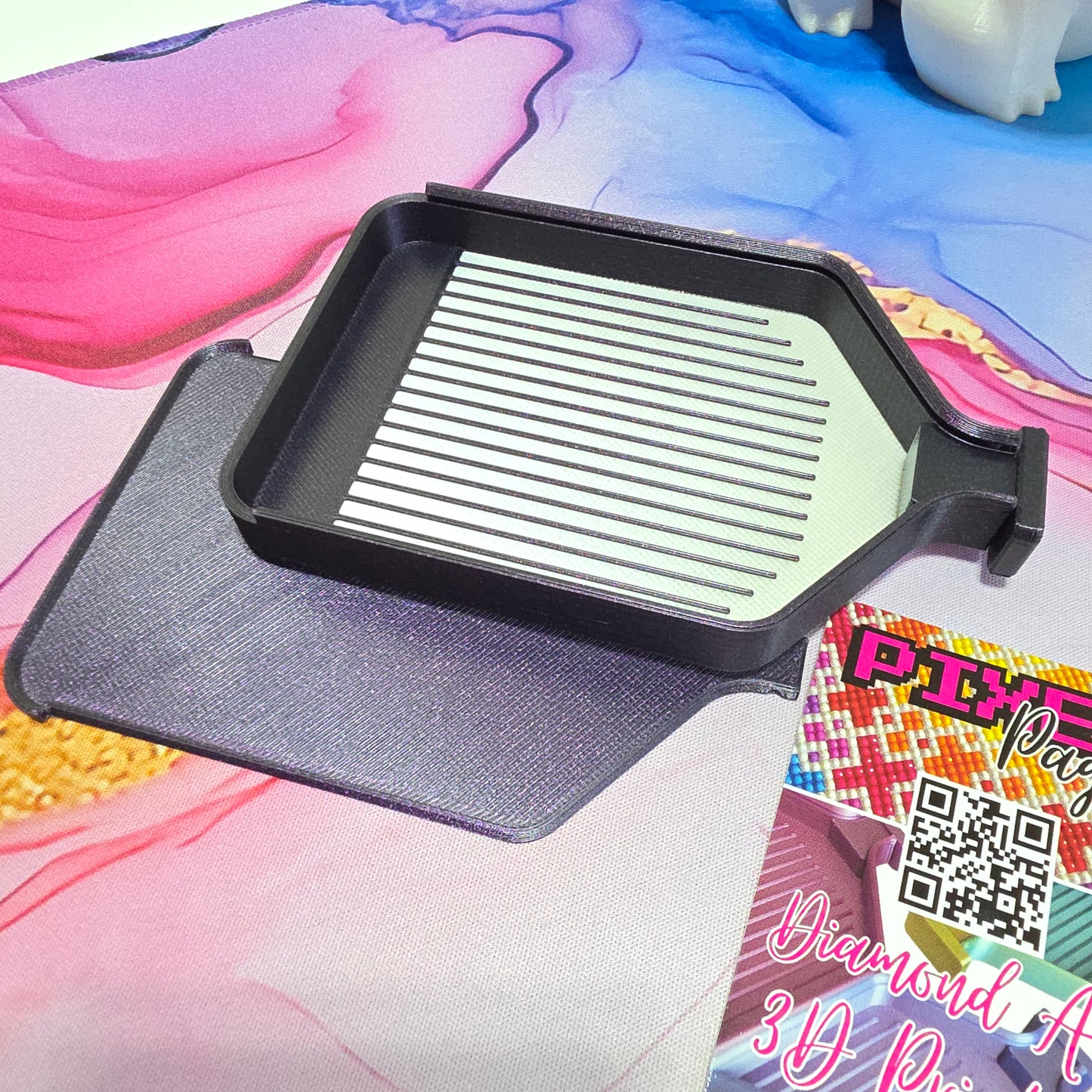 Luxury Mini Diamond Painting Drill Tray with Lid & Stopper - White base & Glitter Dust Singles