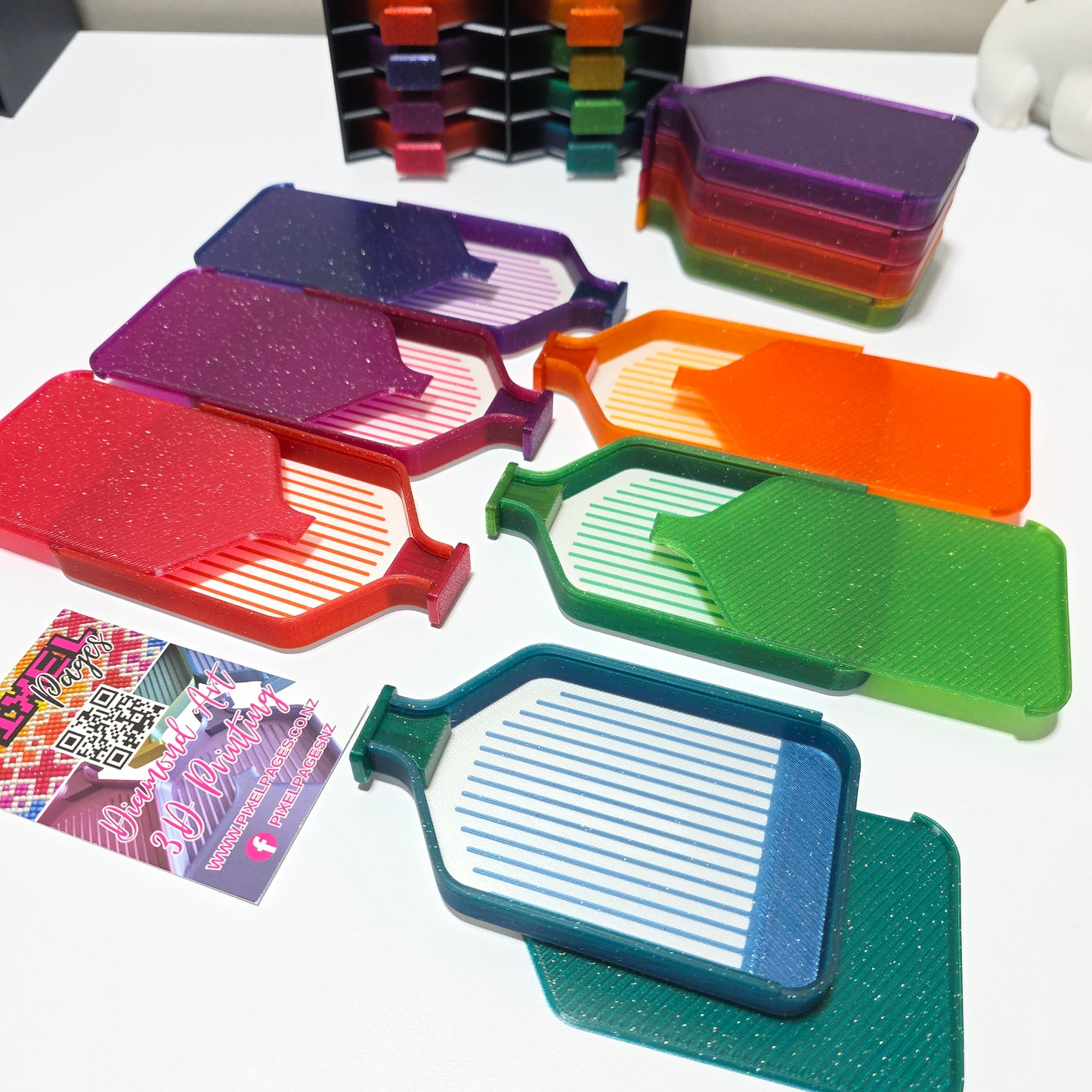 Luxury Mini Set of 5 Stack-able Trays - Pearl White & Skittles