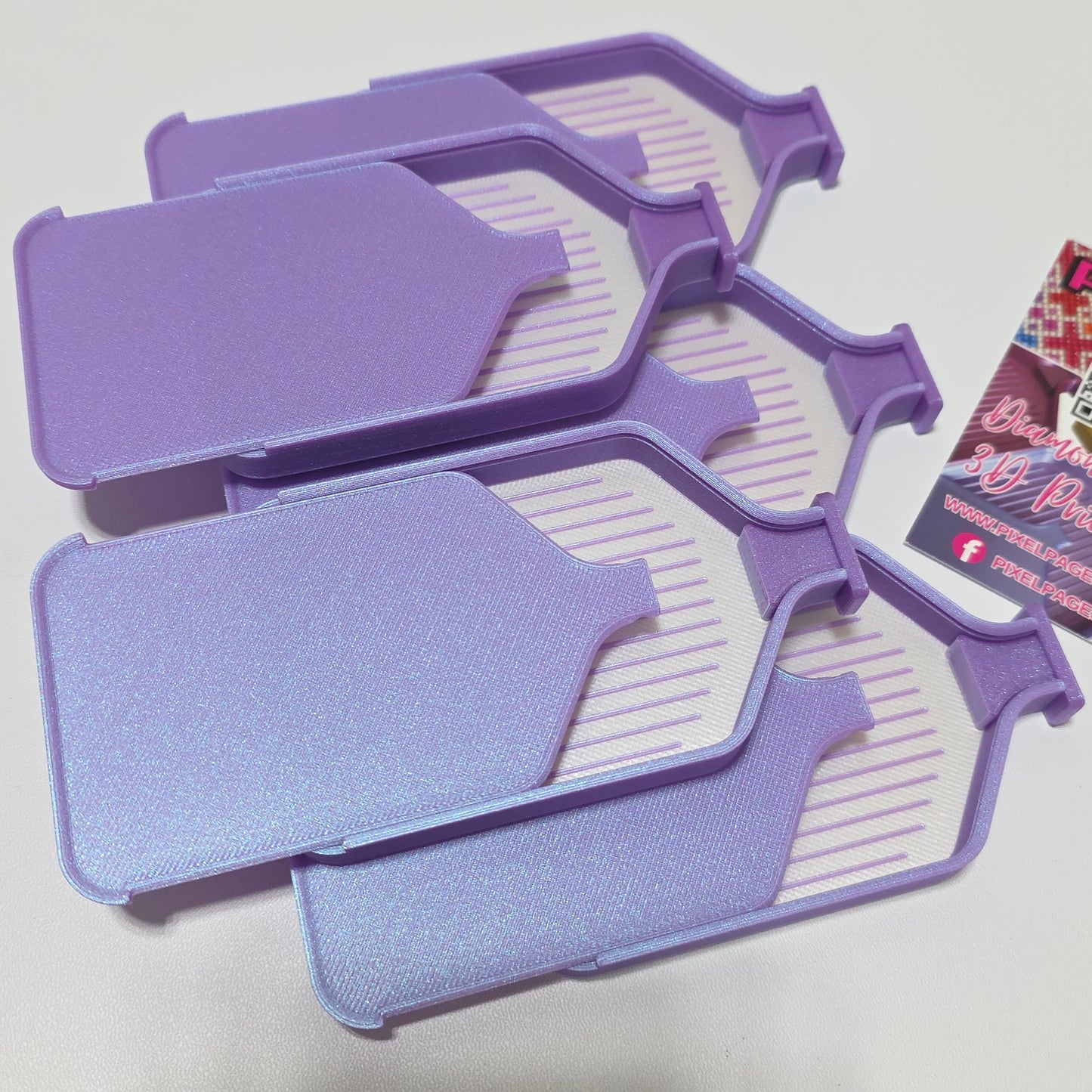 Luxury Mini Set of 5 Stack-able Trays - Pearl White & Amethyst