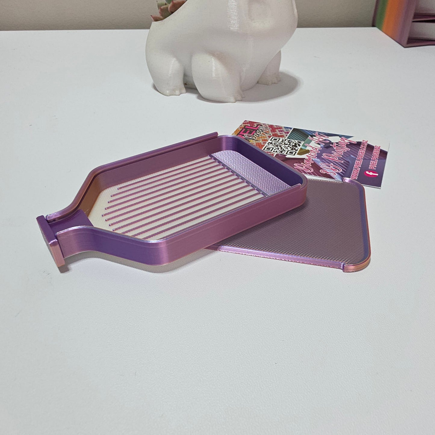 Luxury Mini Diamond Painting Drill Tray with Lid & Stopper - Pearl White & Moonlit