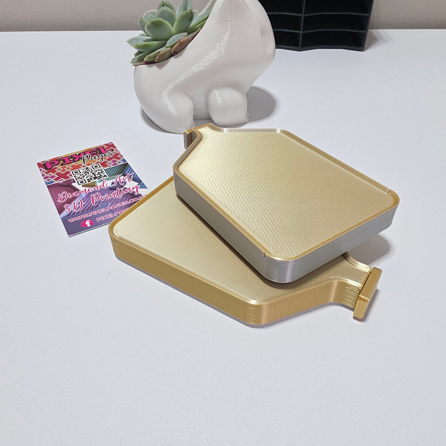 Luxury Diamond Painting Drill Tray with Lid & Stopper Royal/Pearl White