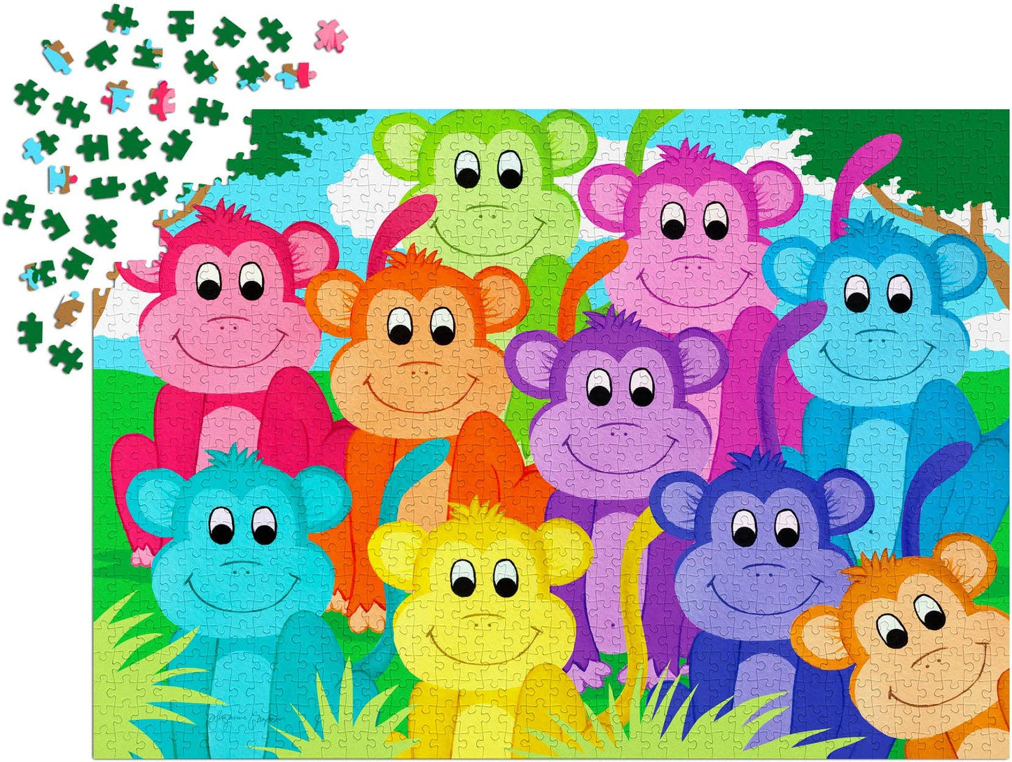 1000 Pieces Jigsaw Puzzle - Rainbow Monkeys (2060)