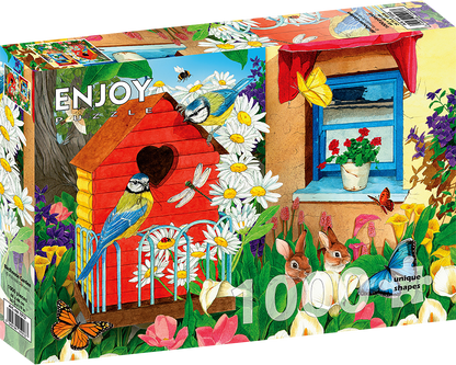1000 Pieces Jigsaw Puzzle - Birdhouse Garden (1913)