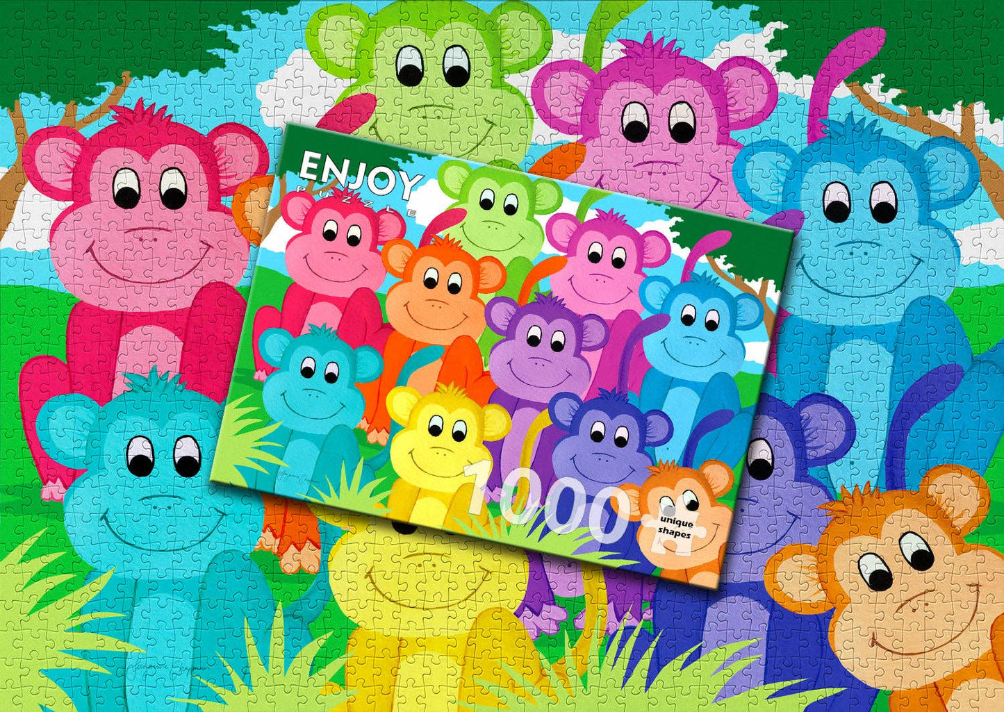 1000 Pieces Jigsaw Puzzle - Rainbow Monkeys (2060)
