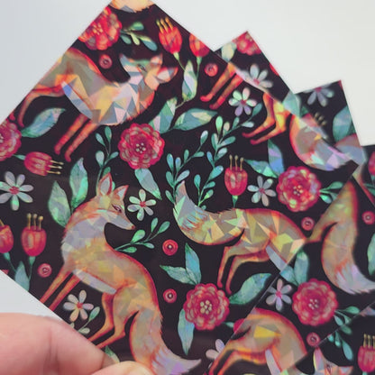 Holographic Release Paper 10cm x 10cm 12 Pack - Fox
