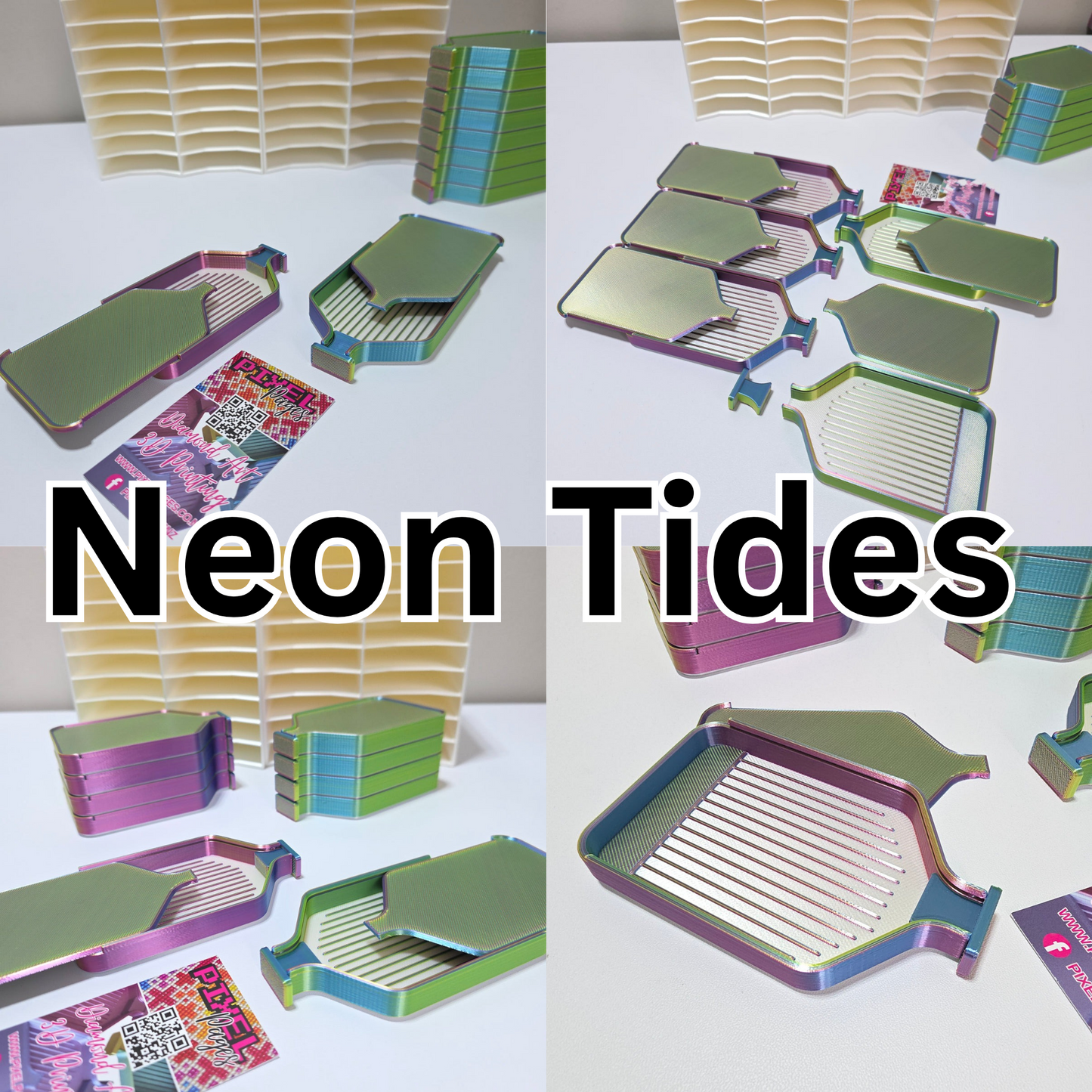 Luxury Set of 5 Stack-able Trays - Tri-Colours