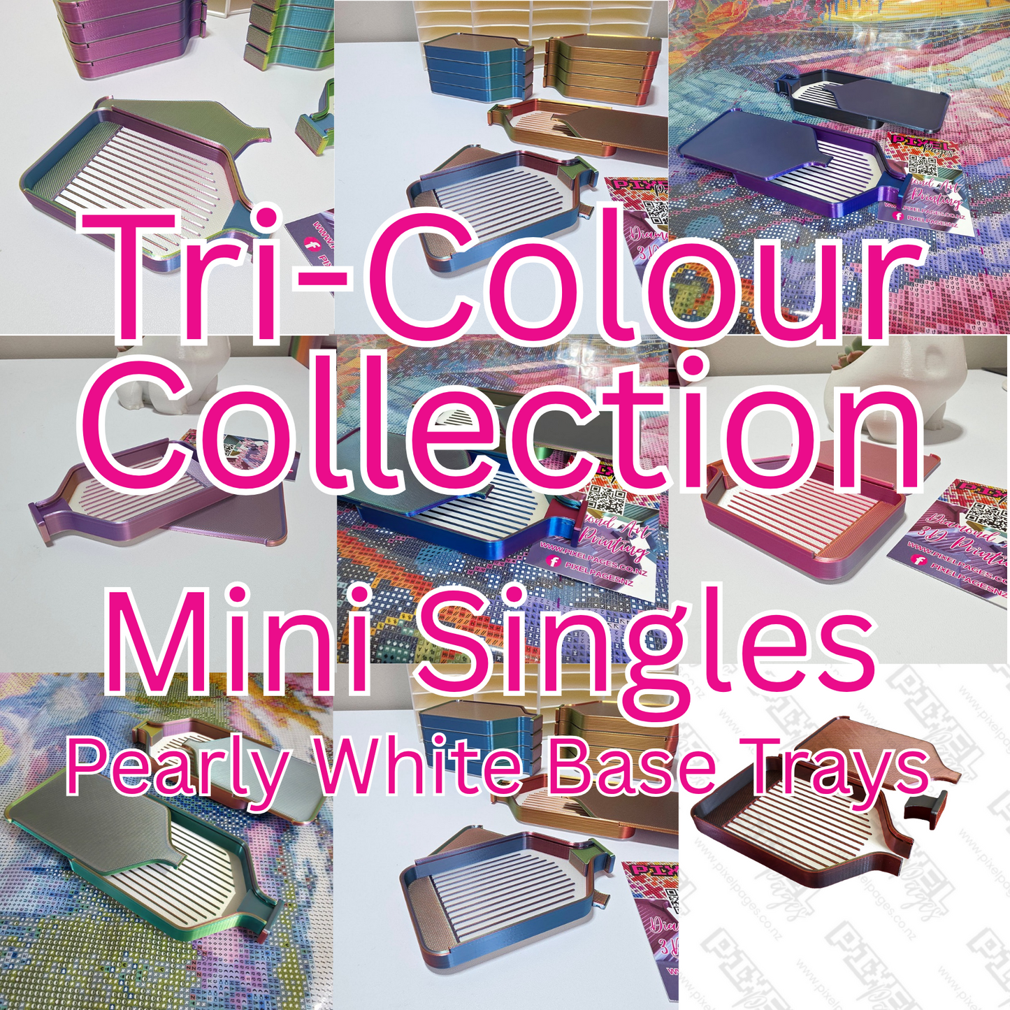 Luxury Mini Stack-able Trays Singles - Pearly White & Tri-Colour