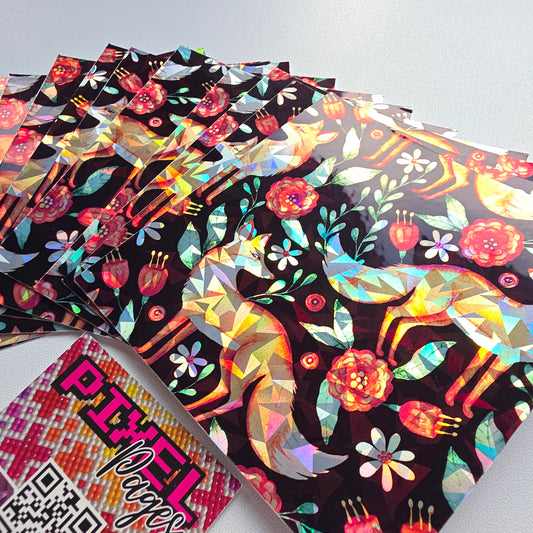 Holographic Release Paper 10cm x 10cm 12 Pack - Fox