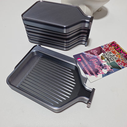 Luxury Set of 5 Stack-able Trays - Silk Black & Obsidian