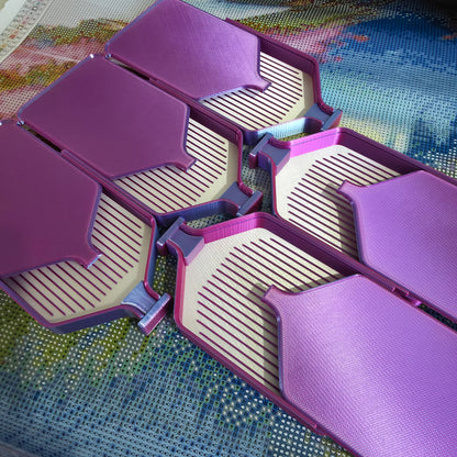 Luxury Set of 5 Stack-able Trays - Silk White & Berry