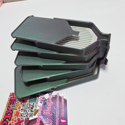 Luxury Set of 5 Stack-able Trays - Silk white & Forest