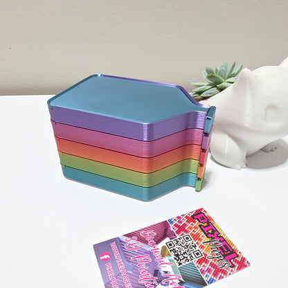 Luxury Set of 5 Stack-able Trays - Silk white & Rainbow Lorikeet