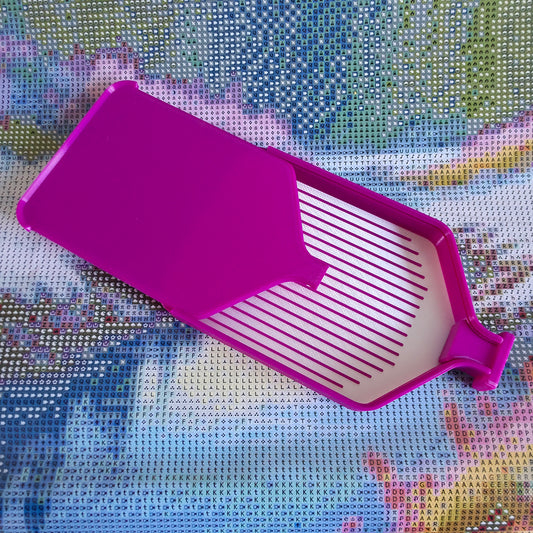 Luxury Diamond Painting Drill Tray with Snap Lid & Stopper Purple/White