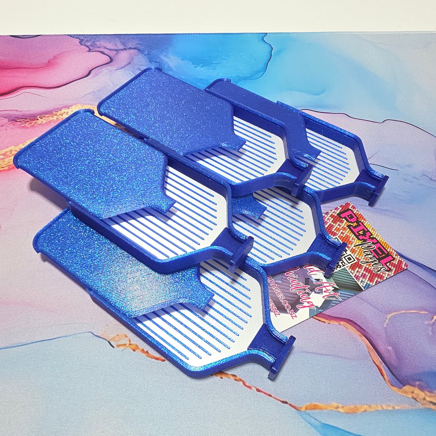 Luxury Set of 5 Stack-able Trays - Blue Shimmer