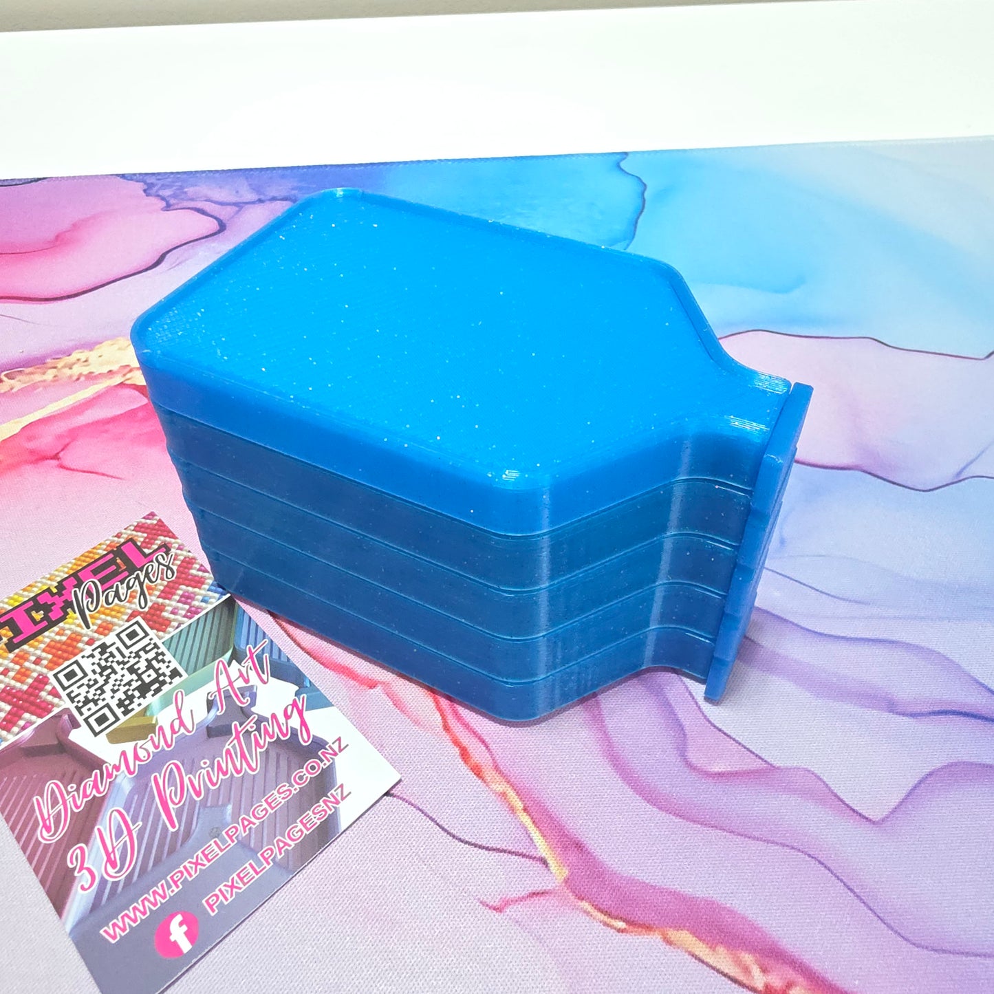 Luxury Set of 5 Stack-able Trays - Blue Glitter
