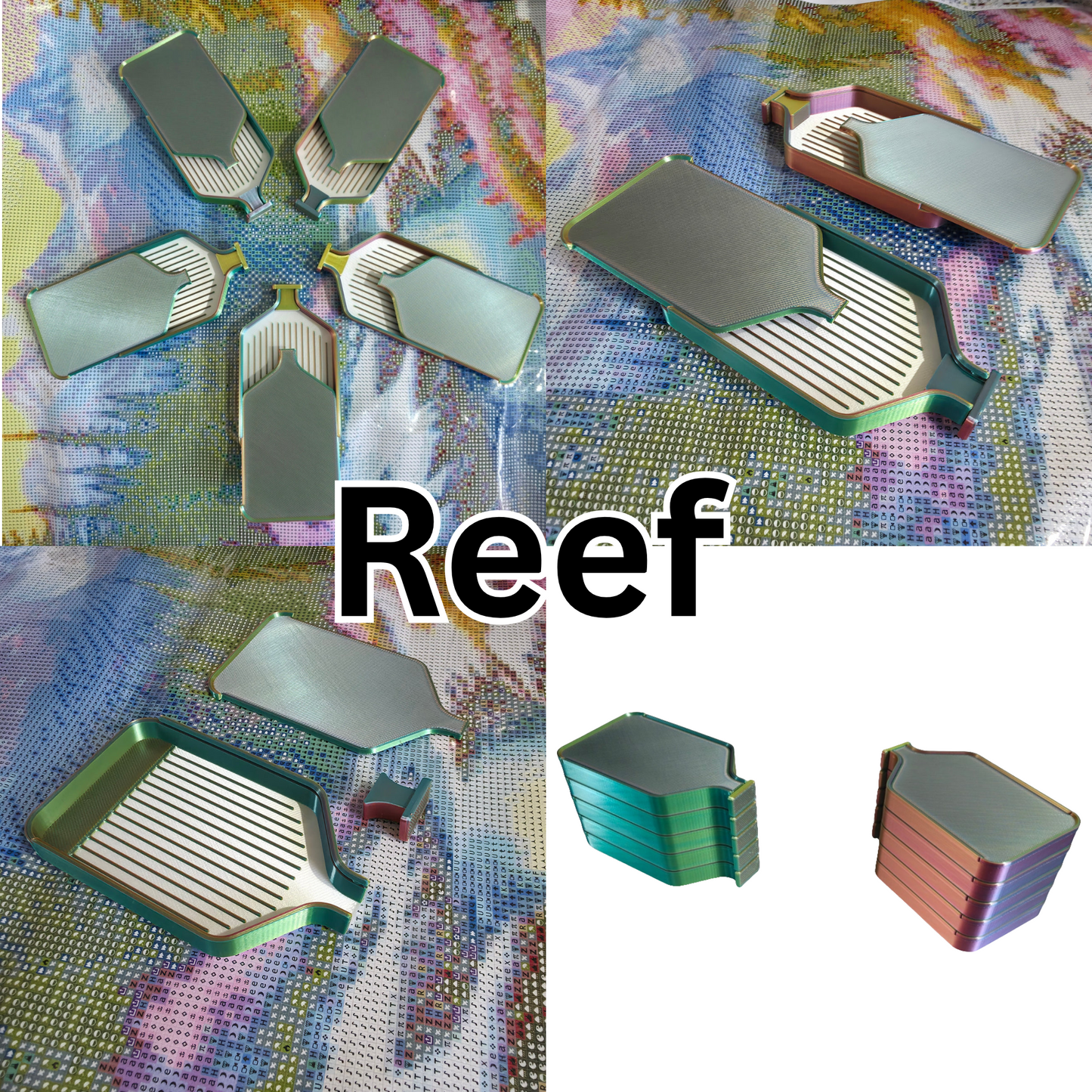 Luxury Set of 5 Stack-able Trays - Tri-Colours