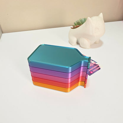 Luxury Mini Set of 5 Stack-able Trays - Pearl White & Rainbow Lorikeet