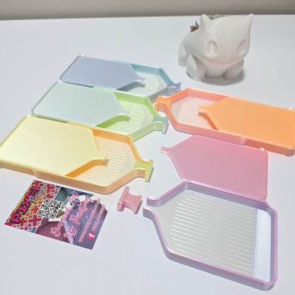 Luxury Set of 5 Stack-able Trays - Silk white & Mermaid