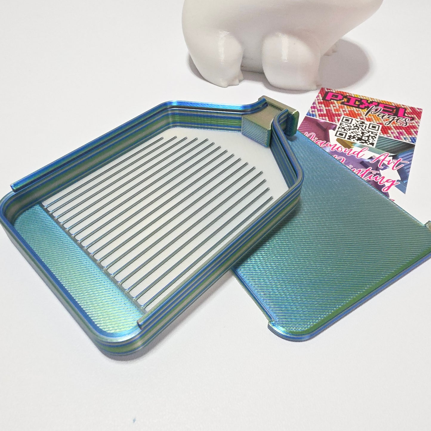 Luxury Diamond Painting Drill Tray with Lid & Stopper Leaf/Pearl White