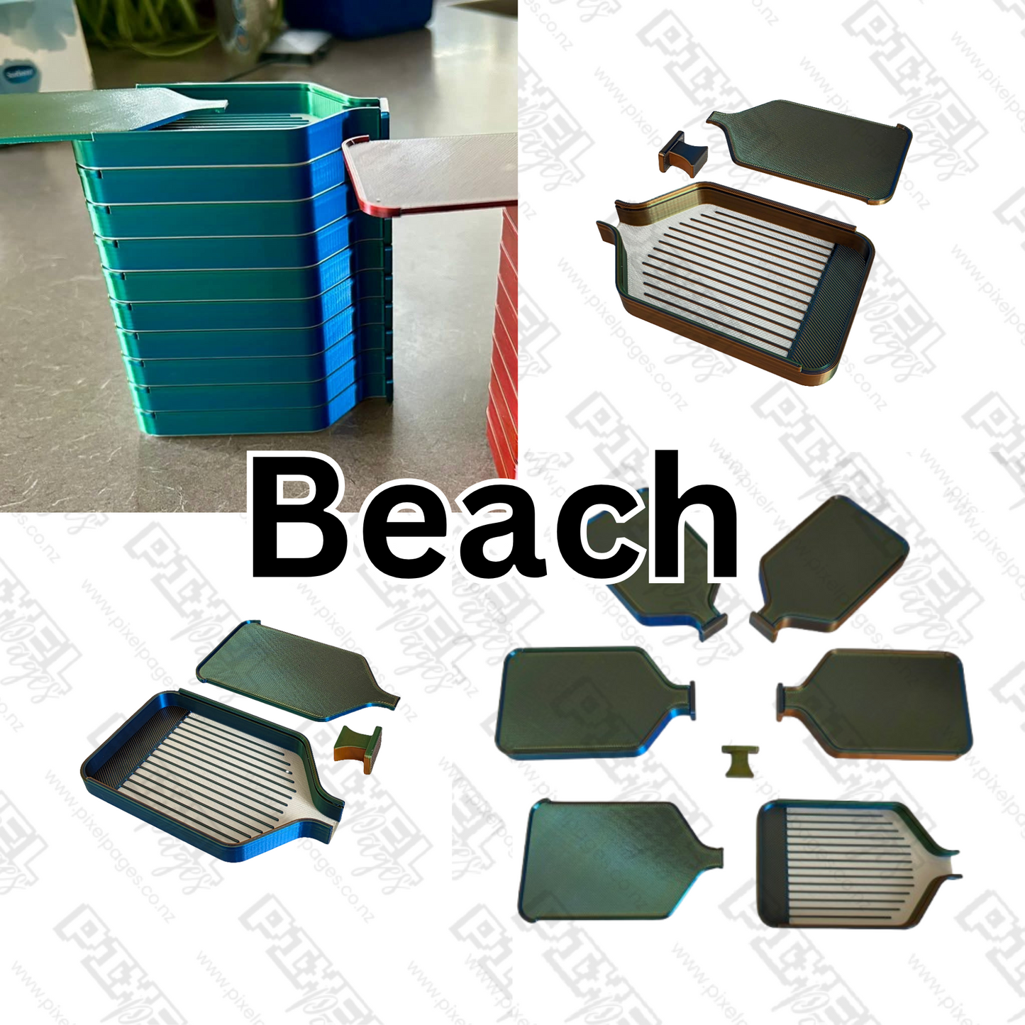 Luxury Set of 5 Stack-able Trays - Tri-Colours