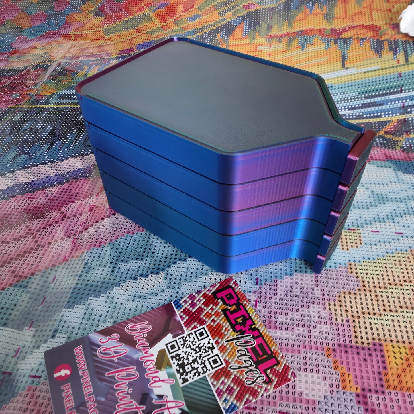 Luxury Diamond Painting Drill Tray with Lid & Stopper - Pixie