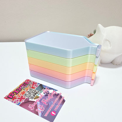 Luxury Set of 5 Stack-able Trays - Silk white & Mermaid
