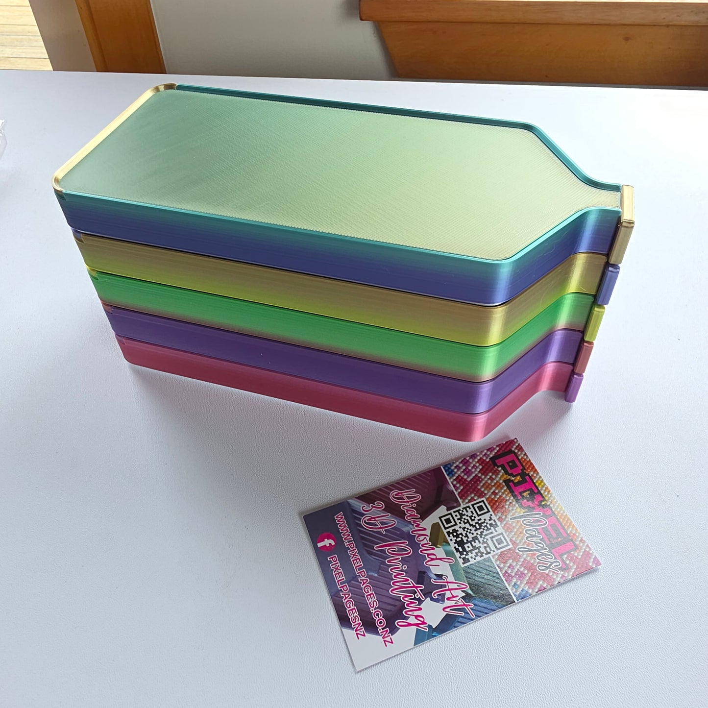 Luxury Set of 5 Stack-able Trays - Silk Rainbow
